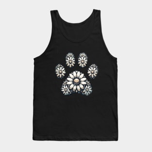 Paw print, daisies, floral, flowers, minimal style, pet lovers, animal lovers Tank Top